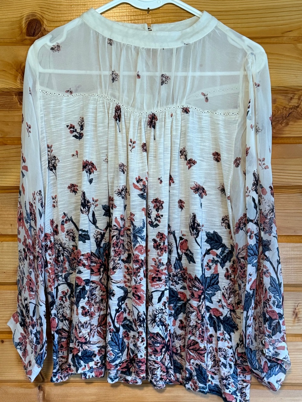 Lucky Brand Floral Chiffon Blouse with Split Sleeves Size 1X